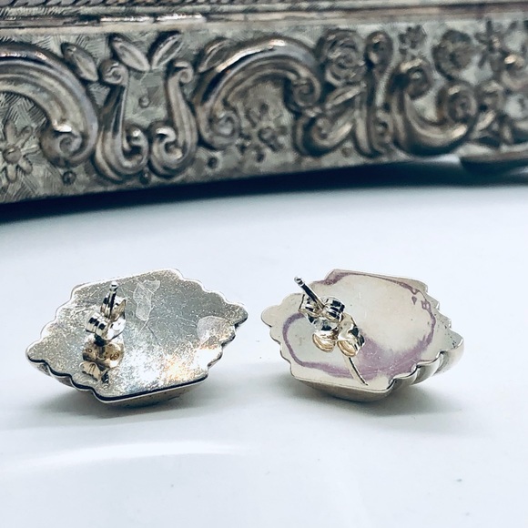 Vintage Modernist Silver Earrings - Picture 11 of 13